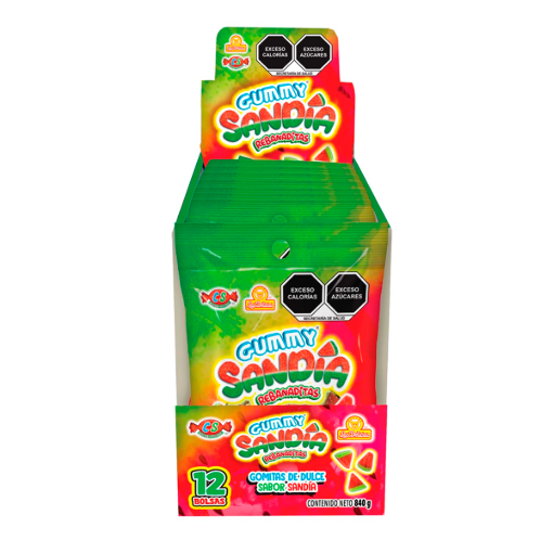 Imagen de Exhibidor Dulce Las Delicias Gummy Sandía Rellenas 70 GRS