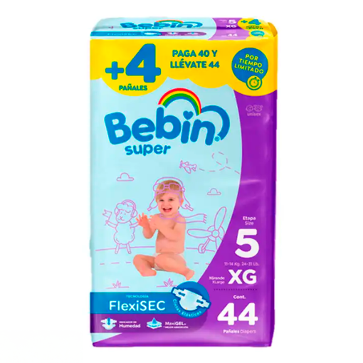 Imagen de Pañal Bebin Super Extra Grande +4 Piezas 40 PZS