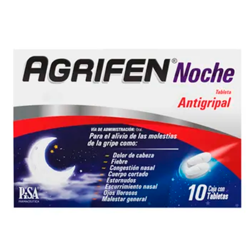 Imagen de Medicamento Agrifen Antigripal Noche Tabletas 10 PZS