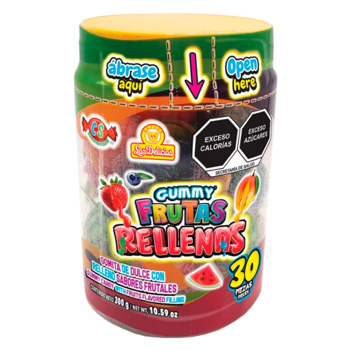 Imagen de Exhibidor Dulce Las Delicias Gomitas Gummy Frutas Rellenas 300 GRS