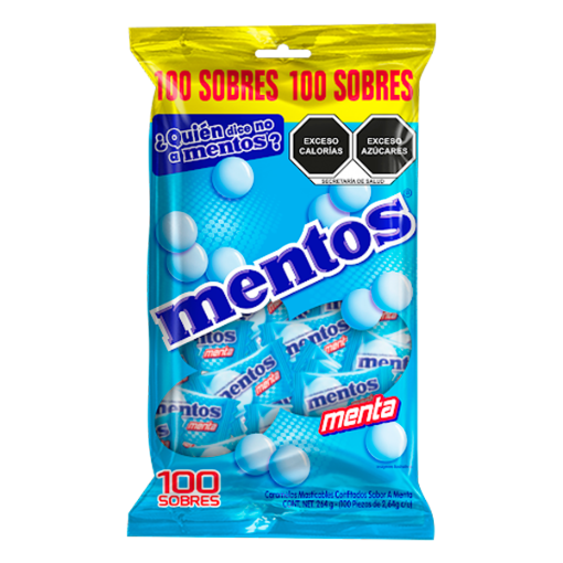 Imagen de Exhibidor Dulce Chupa Chups Mentos Menta Bolsa 100 PZS