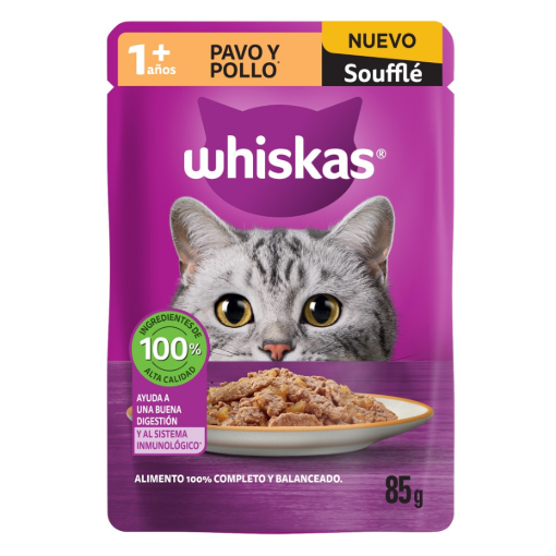 Imagen de Alim Whiskas Souffle Pollo Y Pavo Sob 85 GRS