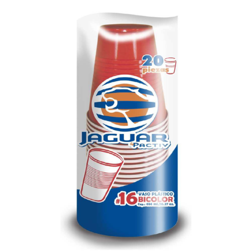 Imagen de Vaso Desechable Jaguar Bicolor 20 PZS
