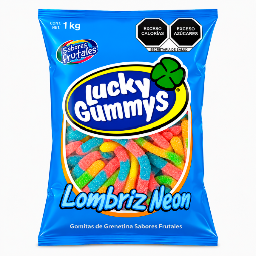 Imagen de GOMITA LUCKY GUMMYS LOMBRIZ NEON 1 KGS