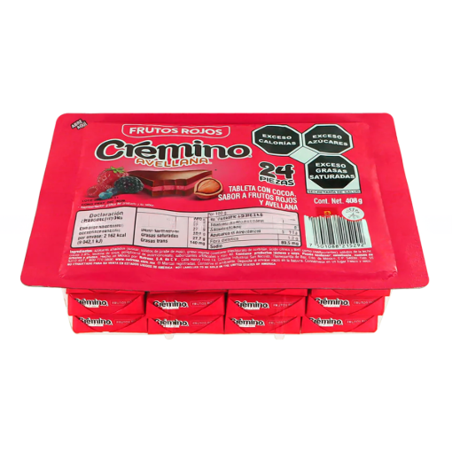 Imagen de Exhibidor Chocolate Cremino Bicolor Frutos Rojos 17 GRS