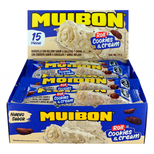 Imagen de Exhibidor Chocolate Muibon Roll Cookies & Cream 21 GRS