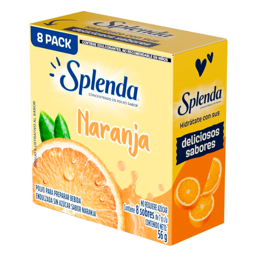 Imagen de Exhibidor Bebida Splenda en Polvo Naranja + 1 Sobre 7 GRS