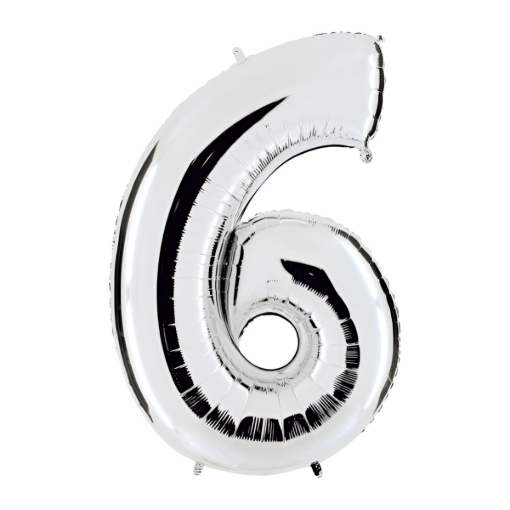 Imagen de Globo Foil Balloon con Popote No. 6 Plata 1 PZS
