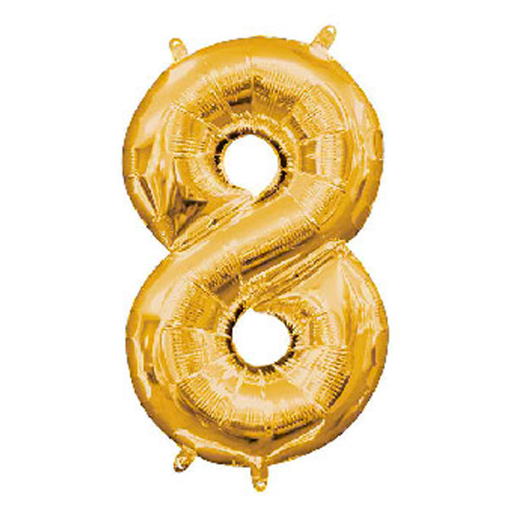Imagen de Globo Foil Balloon con Popote No. 8 Dorado 1 PZS
