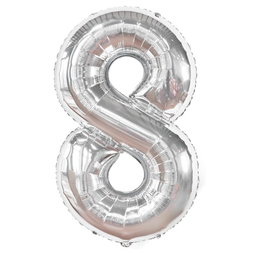 Imagen de Globo Foil Balloon con Popote No. 8 Plata 1 PZS