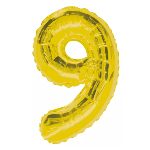 Imagen de Globo Foil Balloon con Popote No. 9 Dorado 1 PZS