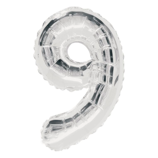 Imagen de Globo Foil Balloon con Popote No. 9 Plata 1 PZS