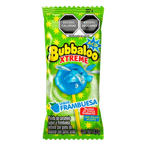Imagen de Checador Paleta Bubbaloo Xtreme Acid Frambuesa 20.5 GRS
