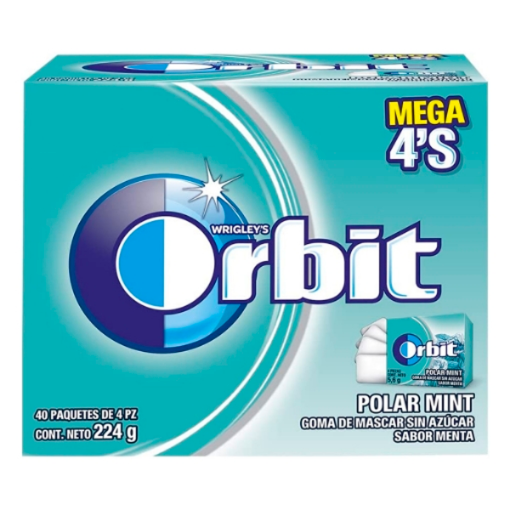 Imagen de Exhibidor Chicle Orbit 4's Polar Mint + 4 Piezas 40 PZS