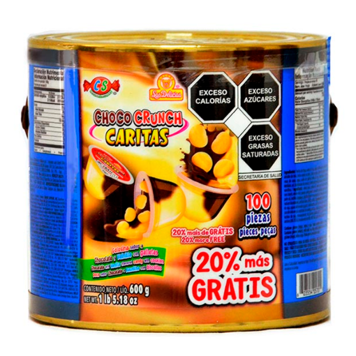 Imagen de Exhibidor Dulce Las Delicias Choco Crunch Caritas +20 100 PZS