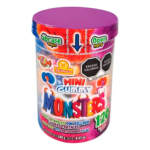 Imagen de Exhibidor Dulce Las Delicias Gummy Monsters Mini 120 PZS