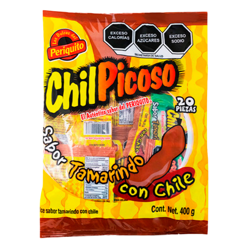 Imagen de Exhibidor Dulce Periquito Chilpicoso Tamarindo 20 PZS