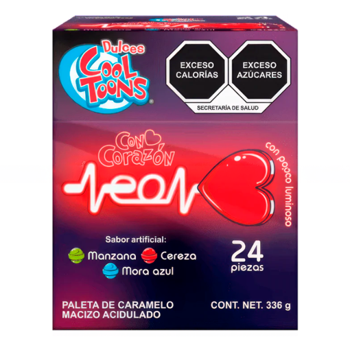 Imagen de Exhibidor Paleta C. Toons Corazón Neón 14 GRS