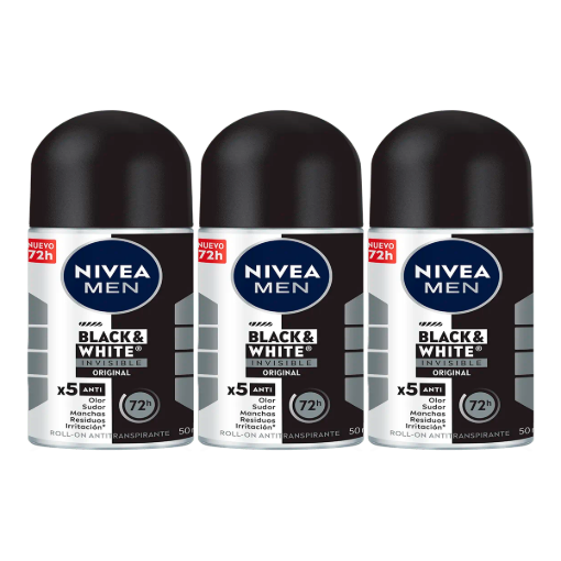 Imagen de Exhibidor Desodorante Nivea Men Black & White Roll-On  50 MLL