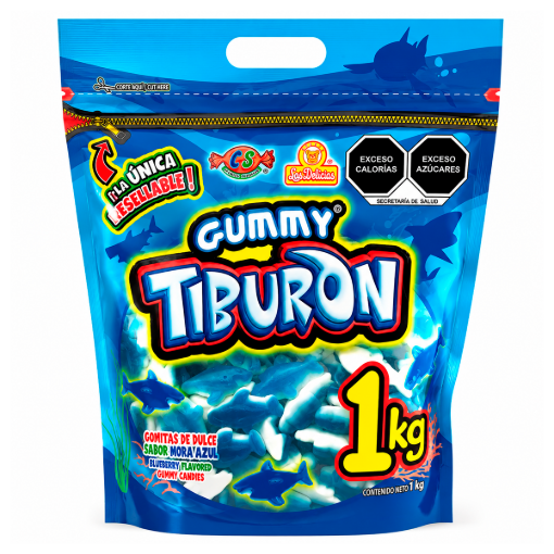 Imagen de Exhibidor Dulces Las Delicias Gummy Tiburón Bolsa 1 KGS