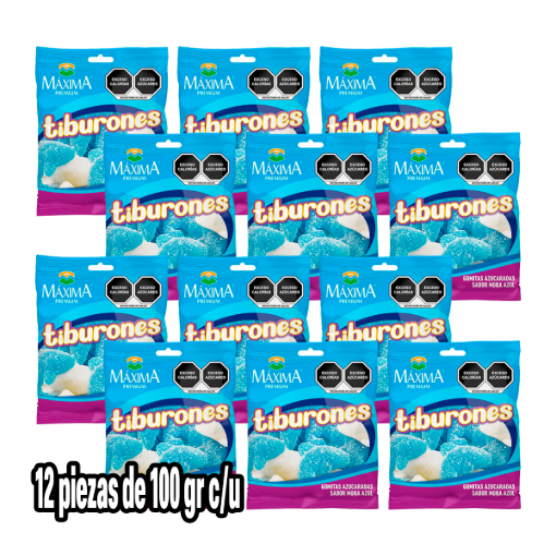 Imagen de Exhibidor Dulce Gomitas Máxima Tiburones 100 GRS