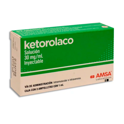 Imagen de Medicamento AMSA Ketorolaco 30 mg/1 ml Ampolleta 3 PZS