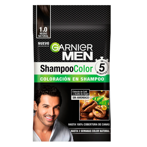 Imagen de Tinte Shampoo Color Garnier Men 1.0 Negro Natural 1 PZS