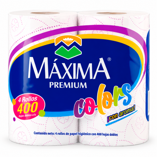 Imagen de Higiénico Máxima Premium Colors 400 Hojas 4 PZS