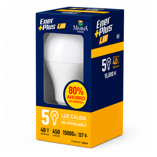 Imagen de Foco Máxima Ener+Plus 5W Luz Cálida 1 PZS