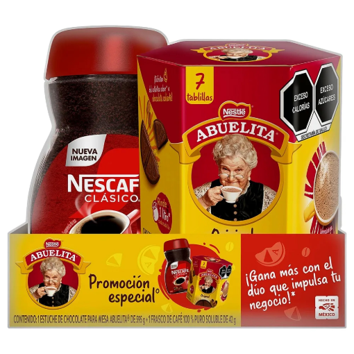 Imagen de Exhibidor Chocolate Nestlé Abuelita Tablilla + Nescafé 42 g 85 GRS