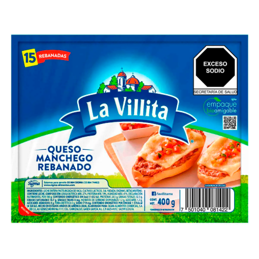 Imagen de Queso La Villita Manchego Rebanado 400 GRS