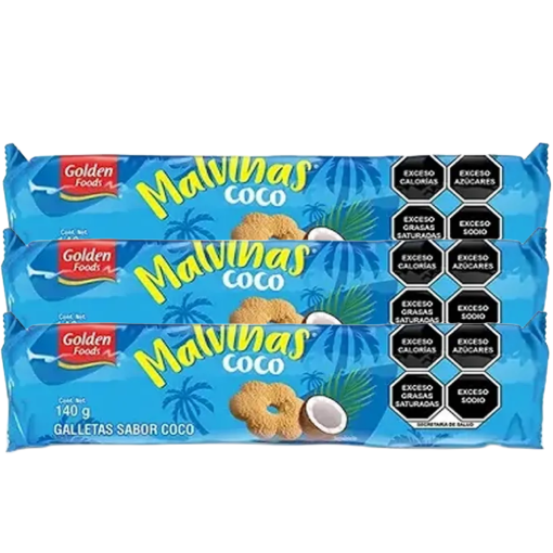 Imagen de Exhibidor Galletas Golden Malvinas Coco 140 GRS