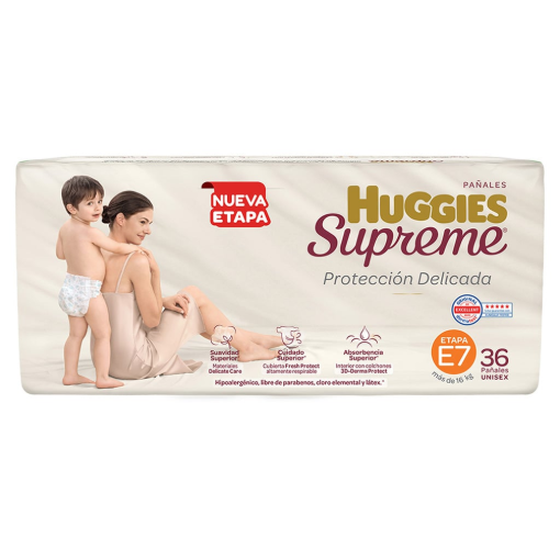 Imagen de Pañal Huggies Supreme Etapa 7 Unisex 36 PZS
